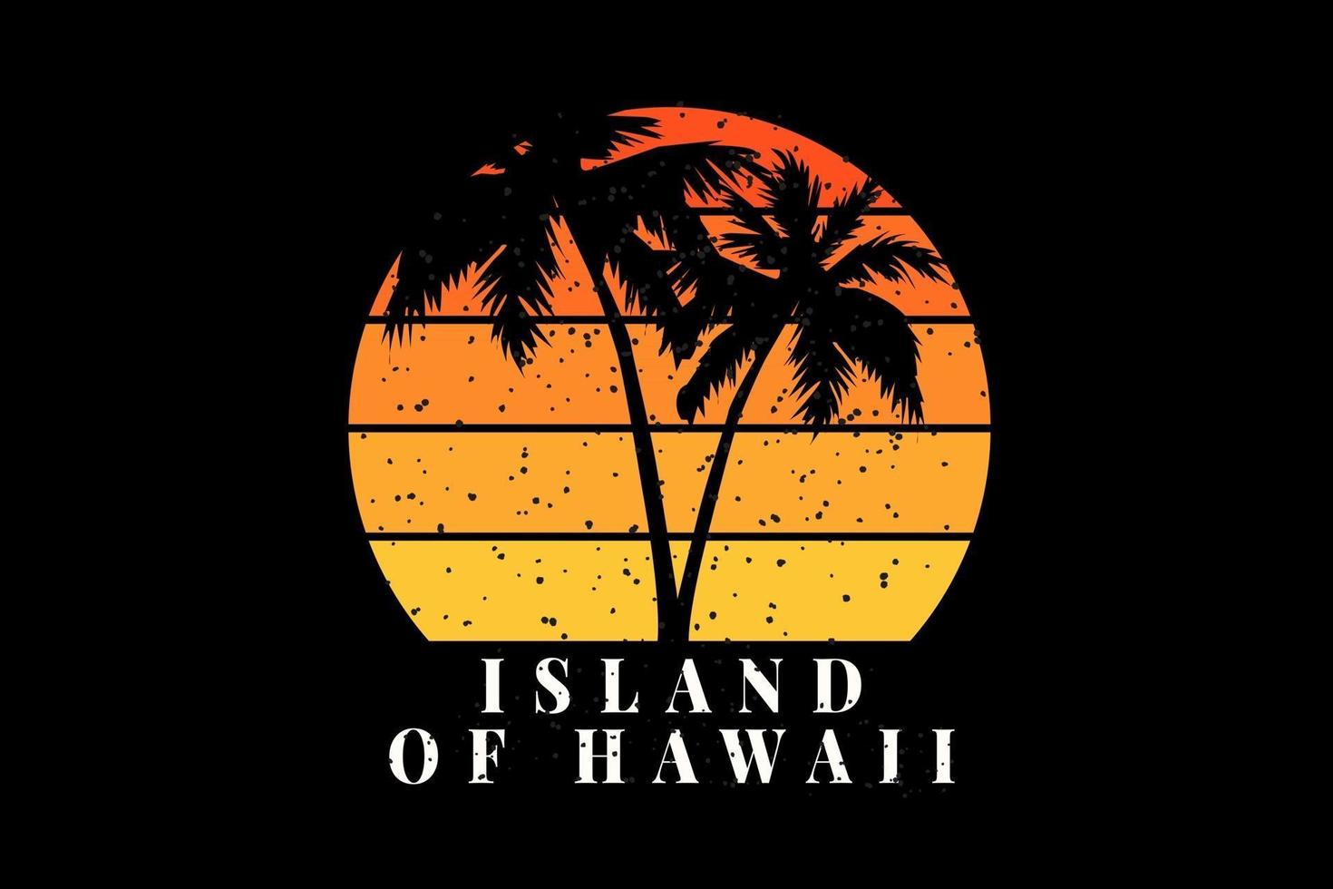 tee shirt plage silhouette cocotier ile d'hawaii vecteur