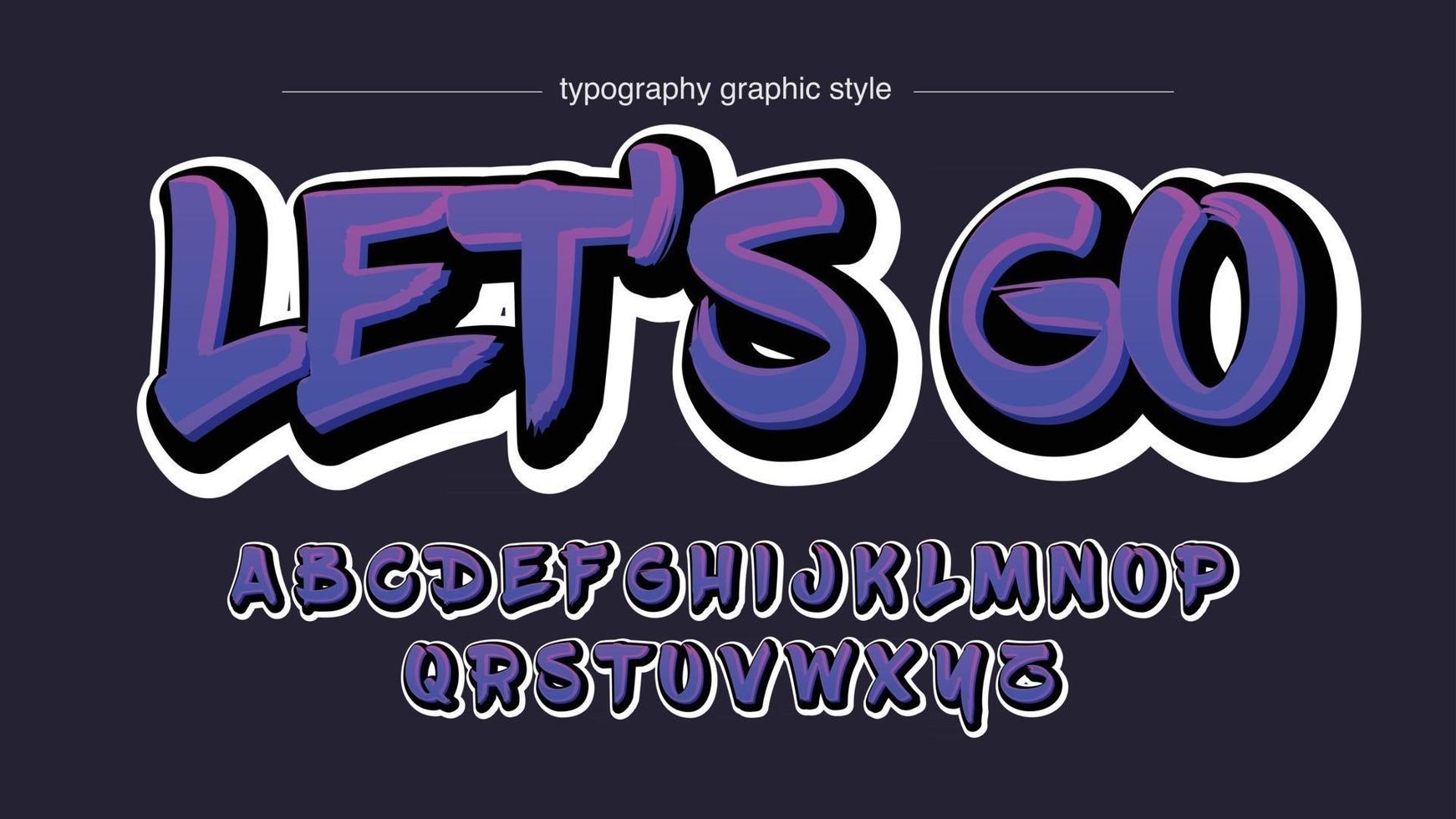 typographie graffiti contour blanc violet vecteur