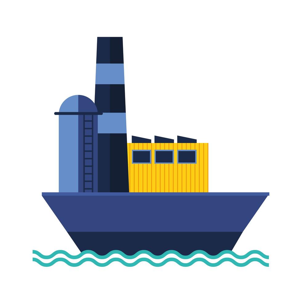 icône de style plat de transport de pétrole de navire vecteur