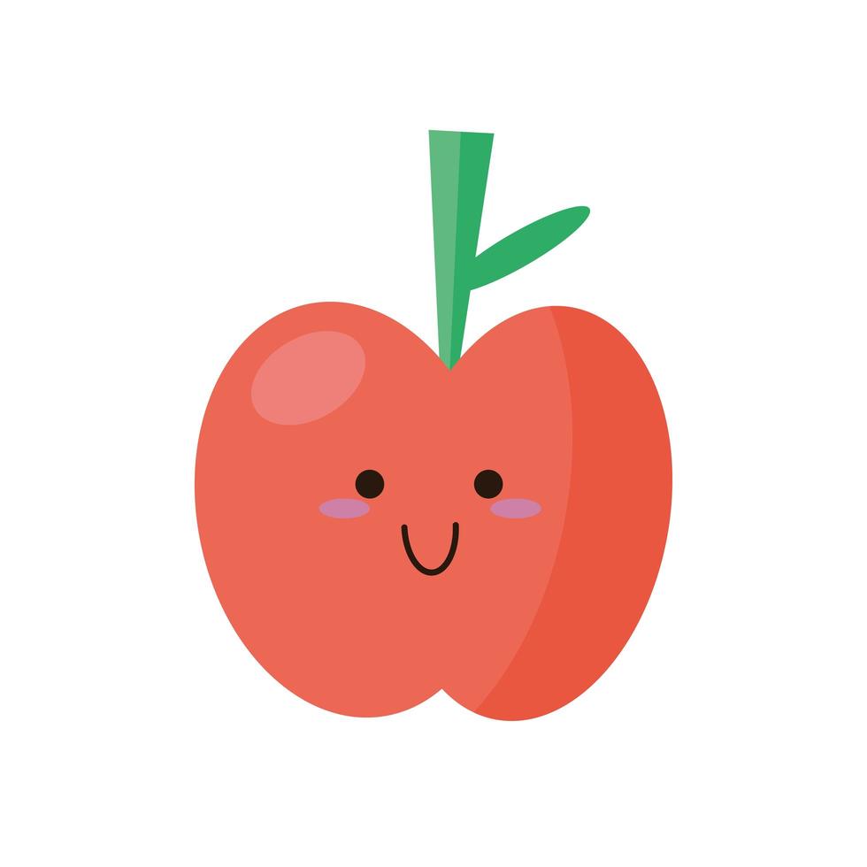 personnage kawaii de fruits frais pomme vecteur
