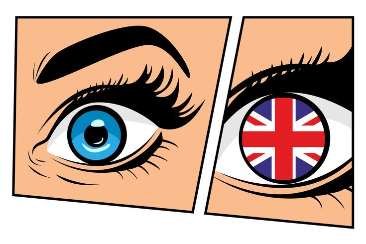 Drapeau de la Grande-Bretagne dans les yeux, Storyboard comique vecteur