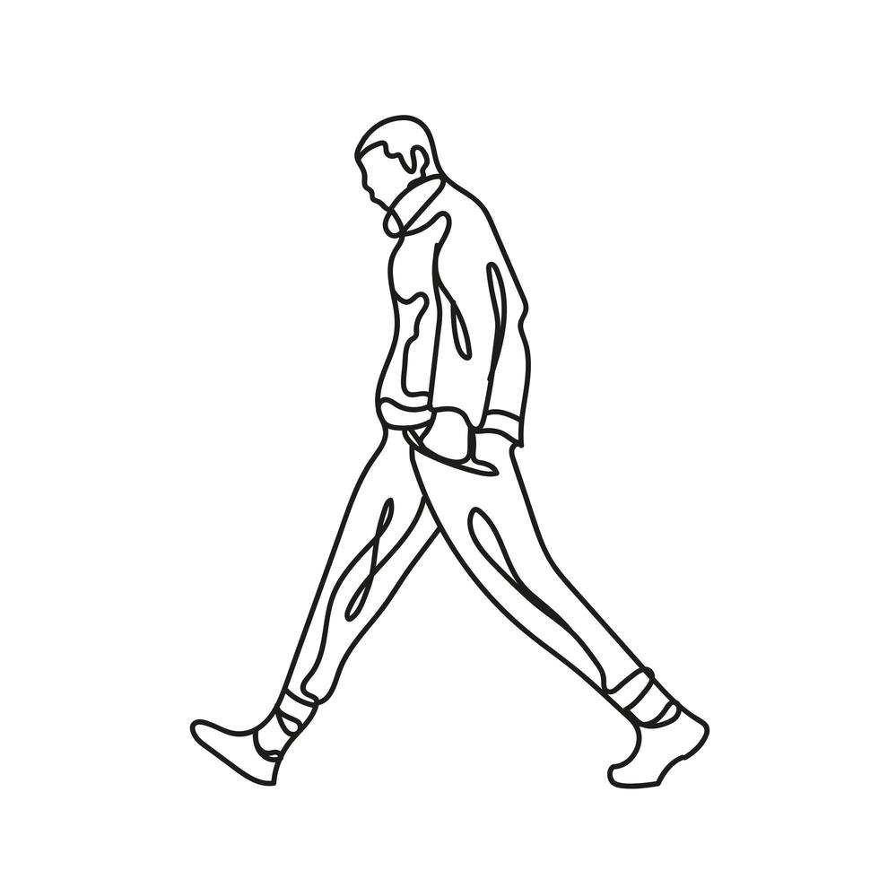 homme marchant une icône de style de ligne vecteur
