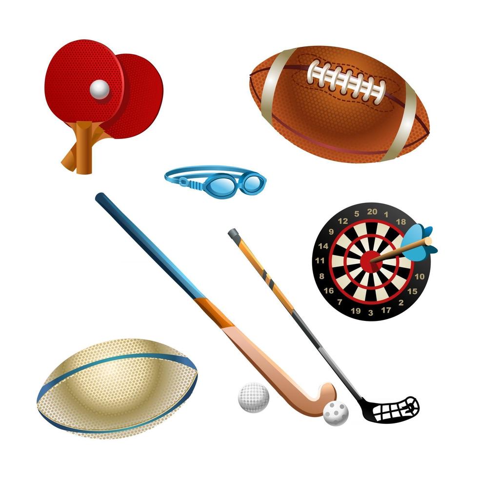 icônes sportives. vélo, tennis, échecs, billard, sports divers. ensemble de sport. illustration vectorielle isolée vecteur
