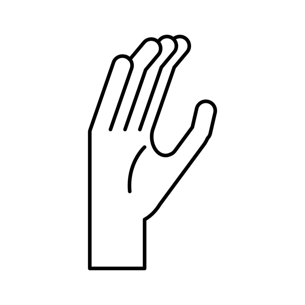 main, langue des signes, c, ligne, style, icône, vecteur, conception vecteur