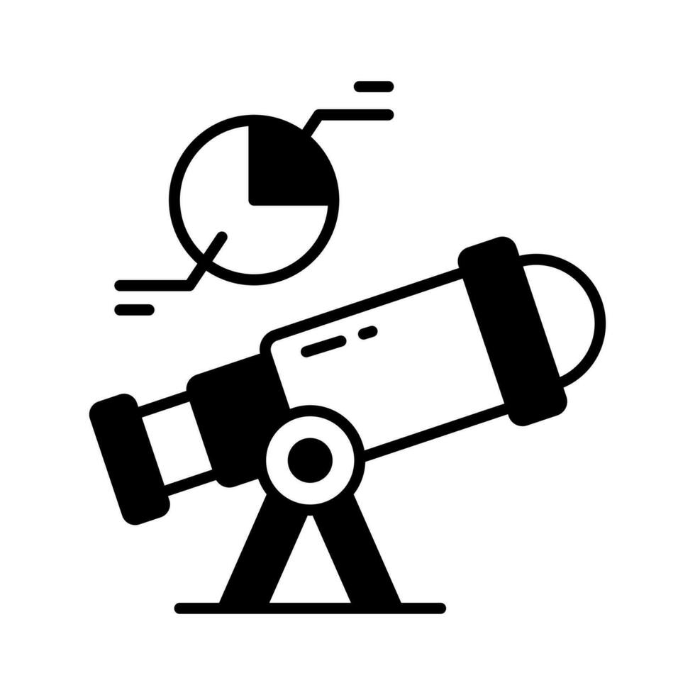 télescope avec tarte diagramme montrant prédictif une analyse concept vecteur