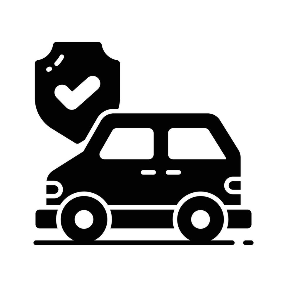 Télécharger cette prime icône de voiture assurance, protection bouclier avec voiture, voiture sécurité vecteur