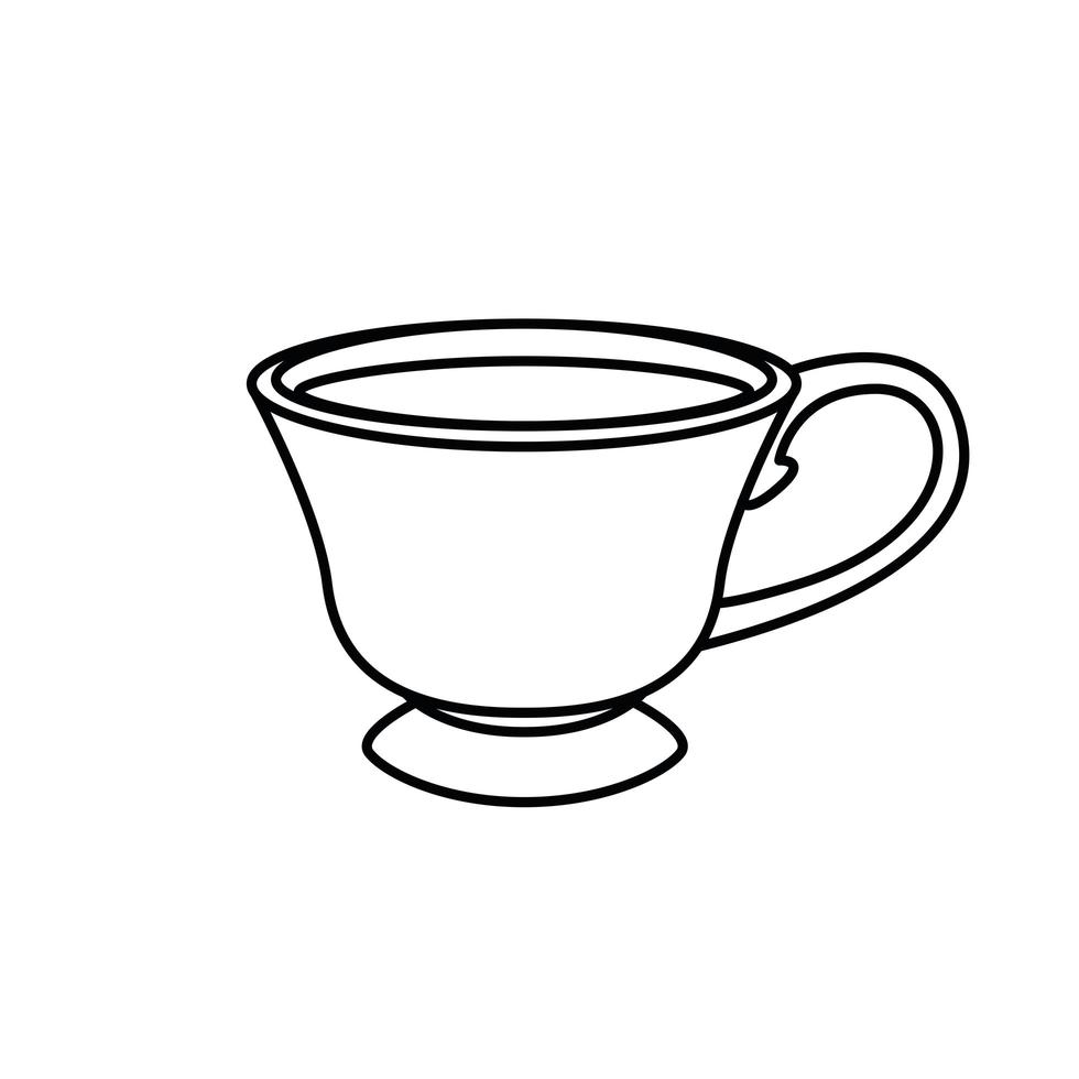 conception de vecteur d'icône de style de ligne de tasse de thé