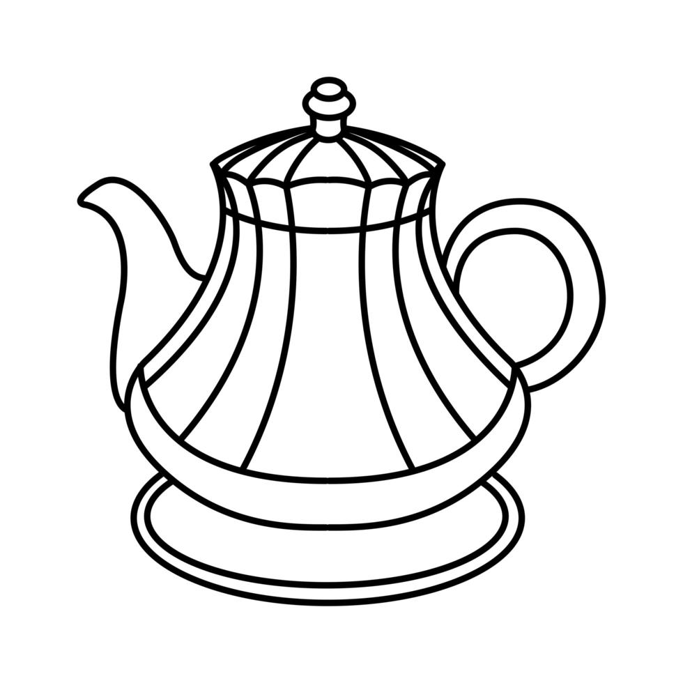 conception de vecteur d'icône de style de ligne de bouilloire de thé