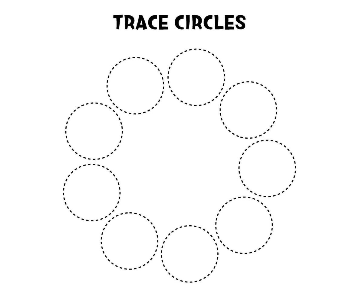 trace cercle. de base géométrique formes. éducatif jeu. feuille de travail pour enfants. vecteur