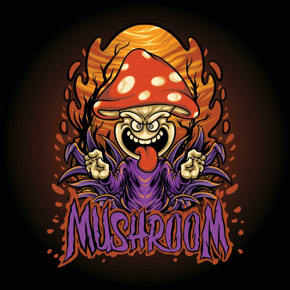 champignon personnage halloween illustration vecteur