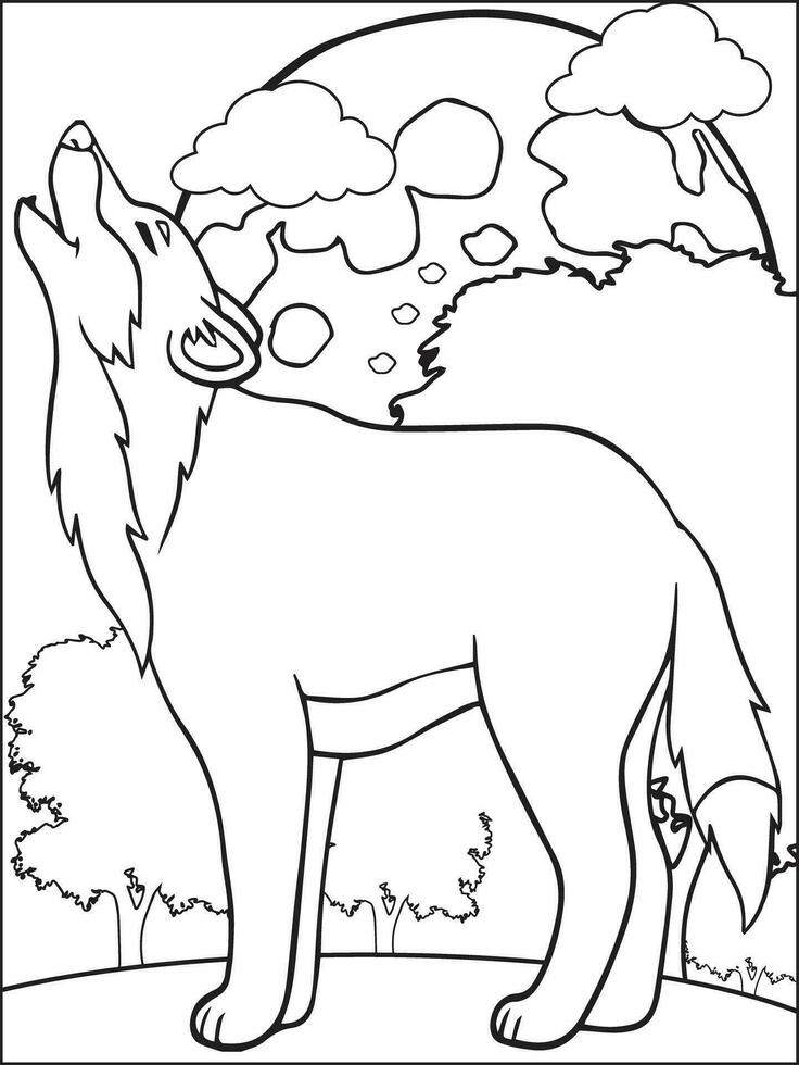 gratuit vecteur main tiré Loup contour illustration- Loup coloration pages - vecteur