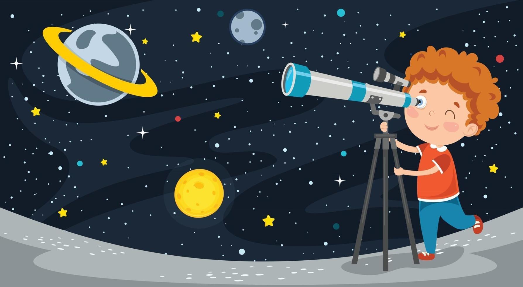 Enfants étudiant L'astronomie Avec Le Télescope Image stock - Image du  pièce, apprenez: 74426839