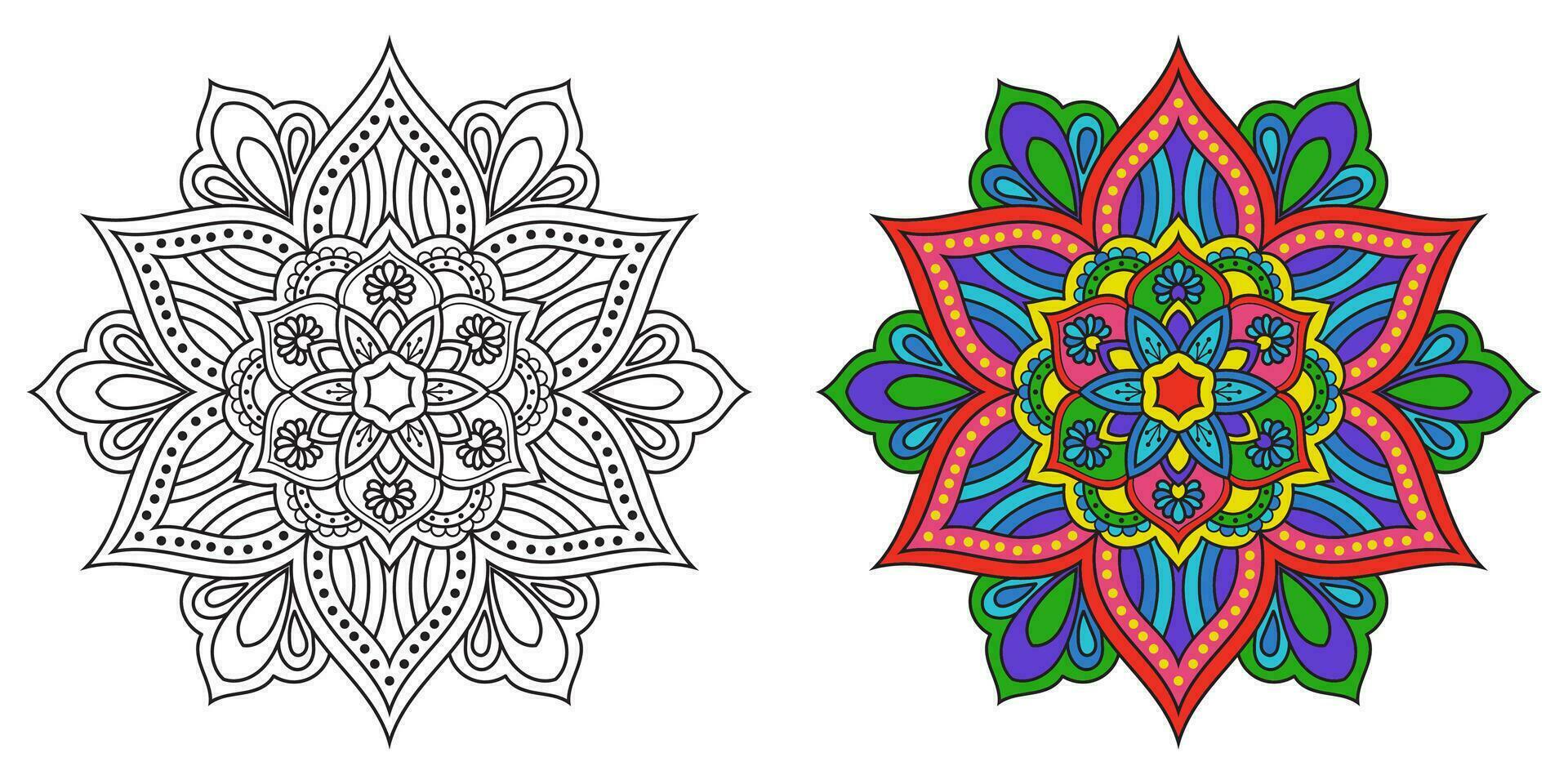 abstrait mandala floral ornement, coloré moderne mandala conception , mandala ligne illustration vecteur