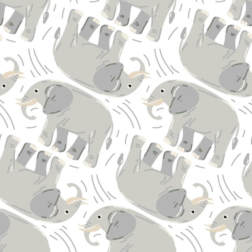 sans couture modèle dans le forme de mignonne éléphants. marrant dessiné à la main animaux. Créatif enfants Contexte dans scandinave style. vecteur illustration de savane. l'éléphant sur blanc