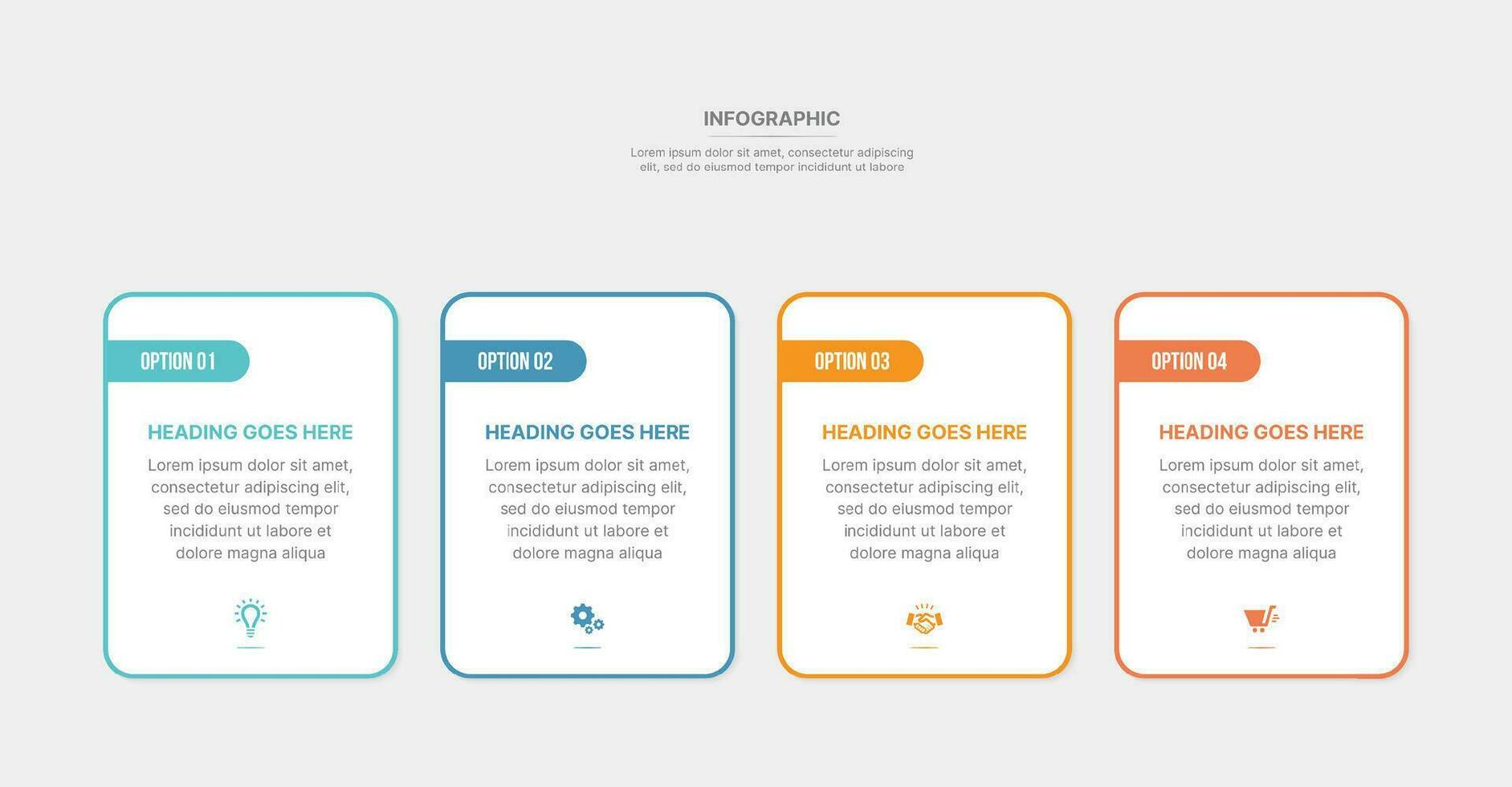 quatre les options carré infographie modèle conception vecteur