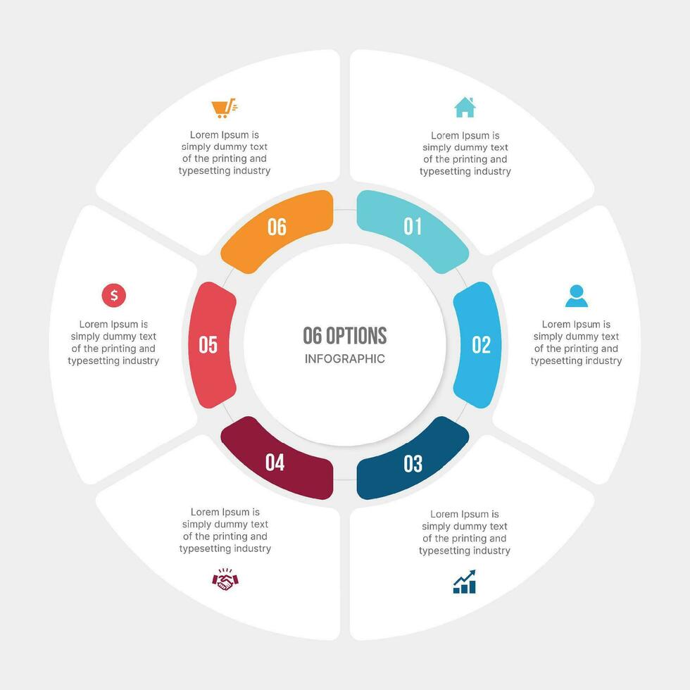 six 6 les options cercle cycle infographie modèle conception vecteur