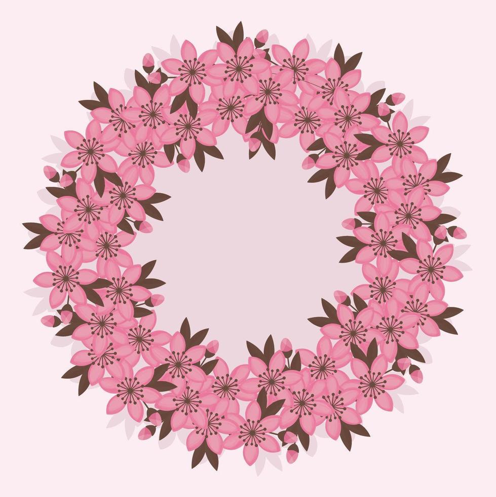 Vector Cherry Flowers Wreath