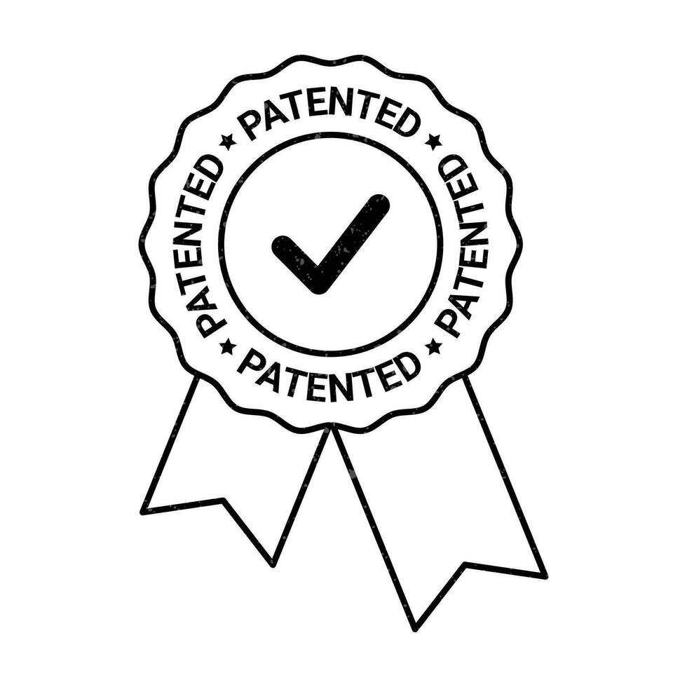breveté timbre, breveté badge, caoutchouc timbre, brevet approuvé étiqueter, agréé icône, logo, rétro, ancien, brevet appliqué icône, intellectuel propriété vecteur illustration avec grunge texture