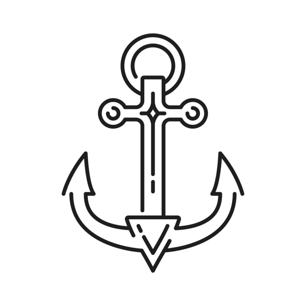 Marin voile navire ancre contour icône ou signe vecteur