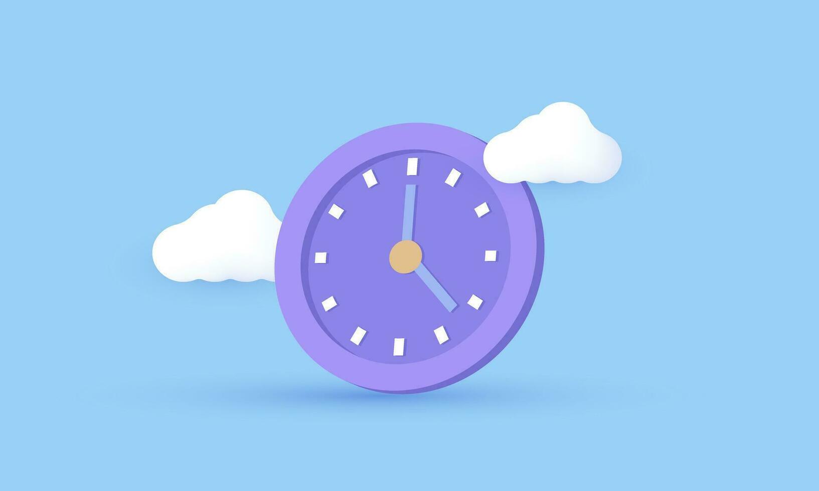 illustration violet l'horloge alarme dessin animé vecteur icône 3d symboles isolé sur Contexte