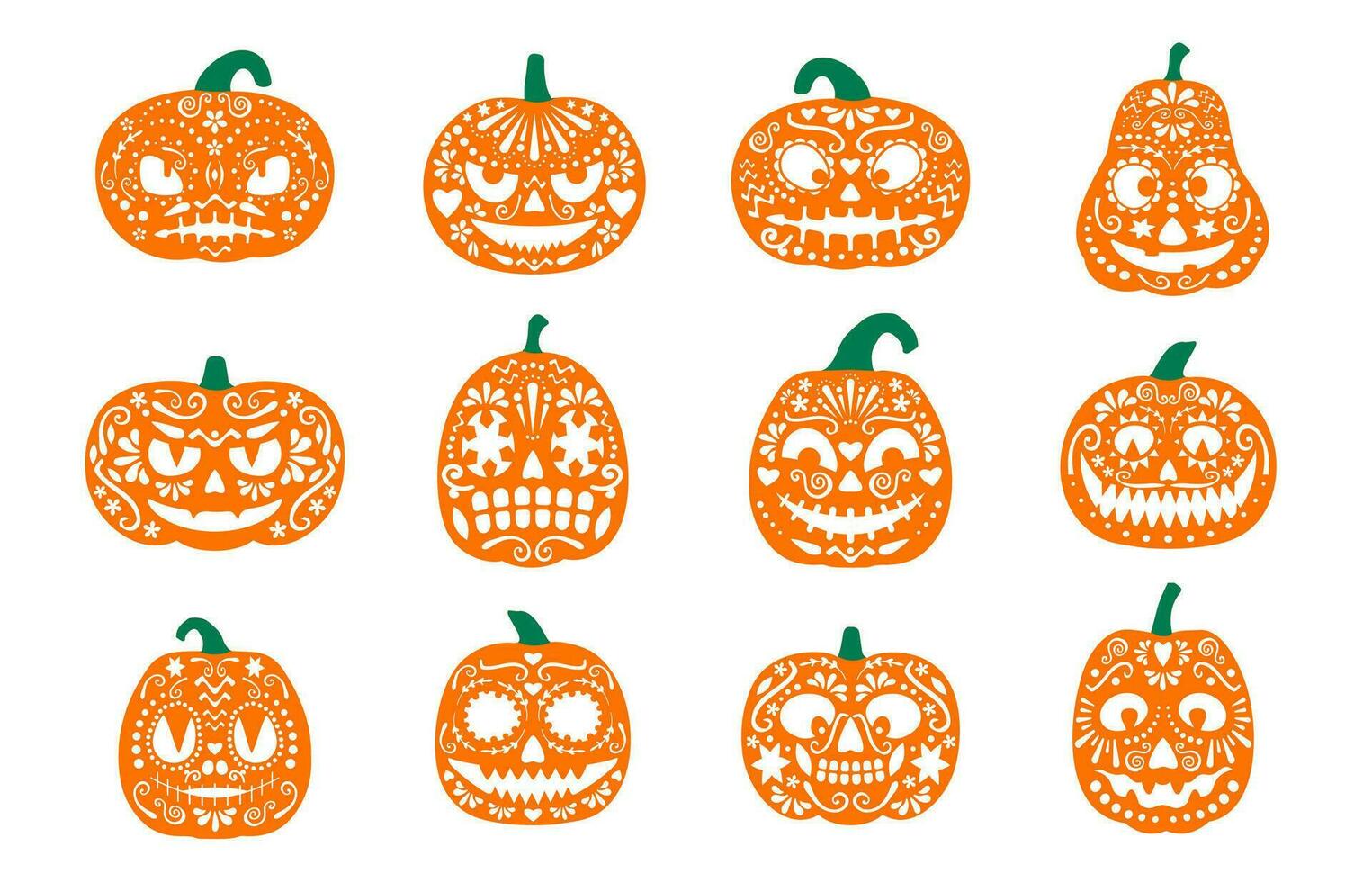 Halloween mexicain citrouilles, dia de los muertos vecteur