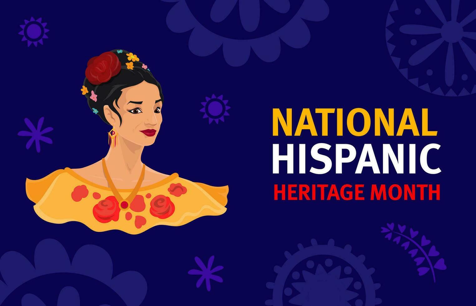 nationale hispanique patrimoine mois bannière avec femme vecteur