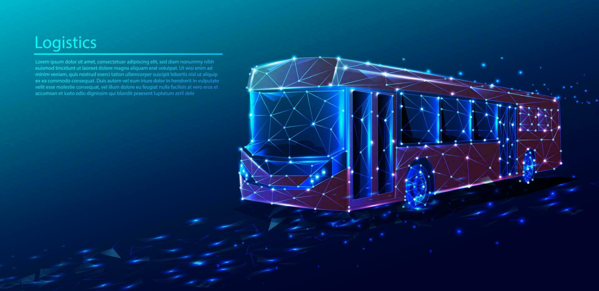 vecteur technologie polygonal La technologie Contexte avec rouge autobus transport service.