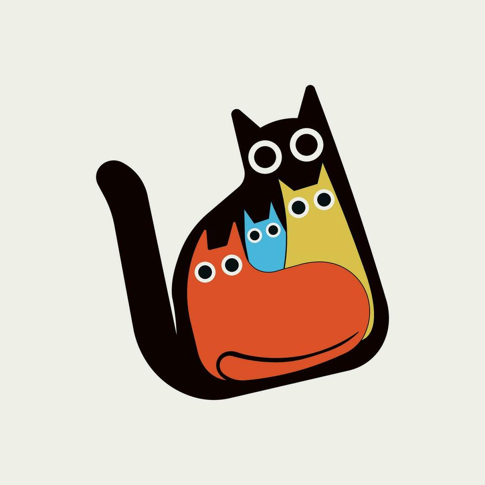 vecteur illustration de mignonne chat ensemble logo