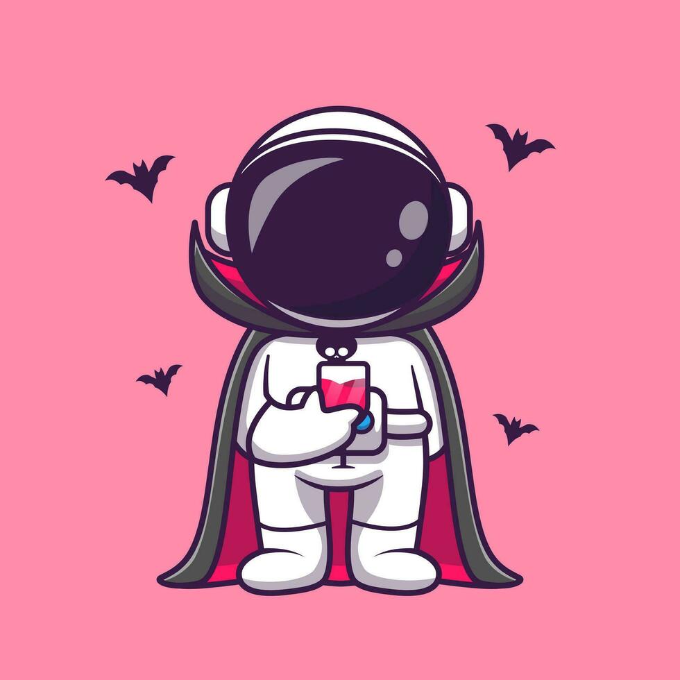 mignonne astronaute dracula boisson du sang dessin animé vecteur icône illustration. science vacances icône concept isolé prime vecteur. plat dessin animé style