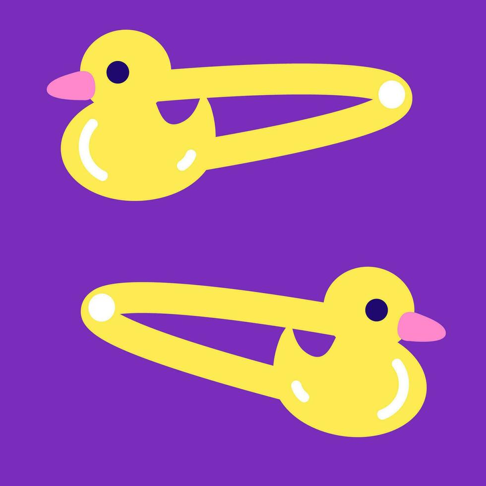 main tiré mignonne isolé illustration de Jaune canard en forme de cheveux clips. vecteur