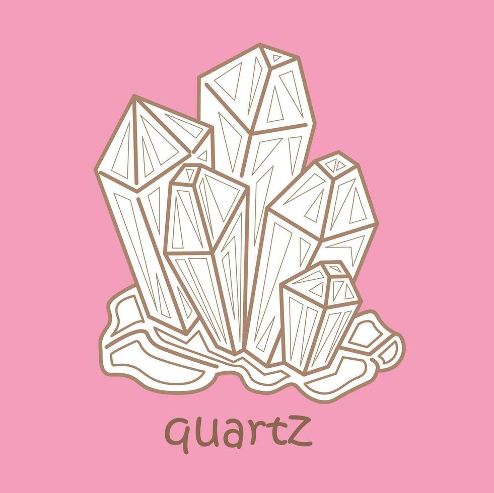 alphabet q pour quartz vocabulaire école leçon dessin animé numérique timbre contour vecteur