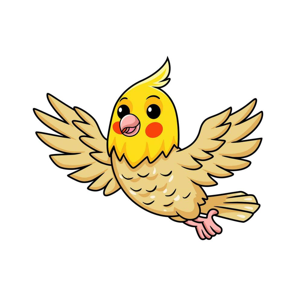 mignonne lutin calopsitte oiseau dessin animé vecteur