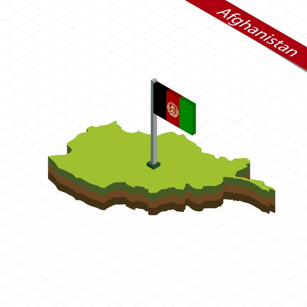 afghanistan isométrique carte et drapeau. vecteur illustration.