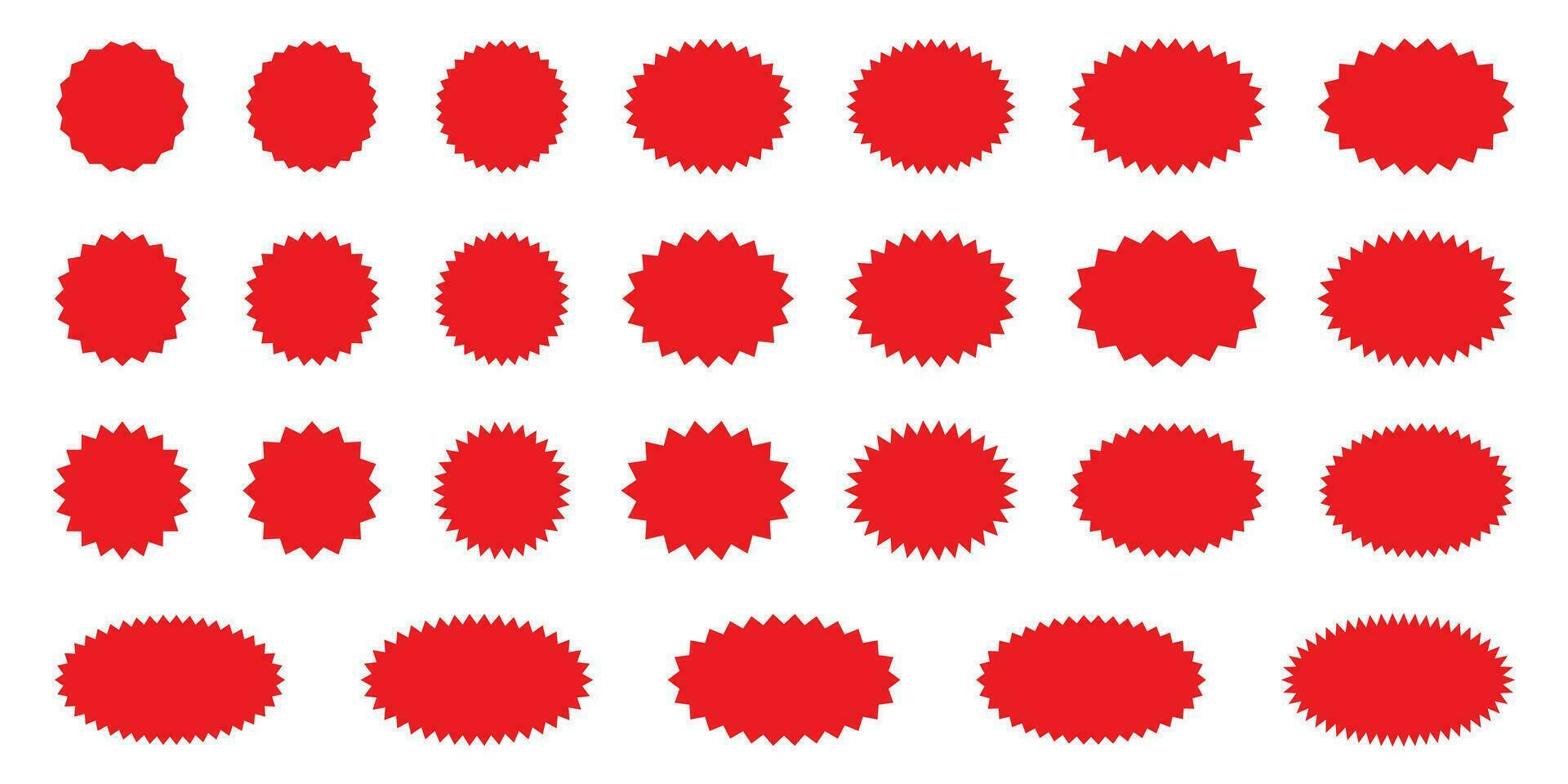 ensemble de rouge éclat d'étoile, sunburst insignes. conception éléments - meilleur pour vente autocollant, prix étiqueter, qualité marquer. plat vecteur illustration isolé sur blanc Contexte.