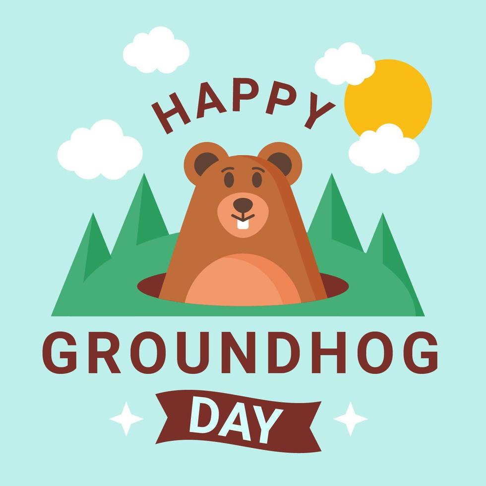 Happy Groundhog Day Vector