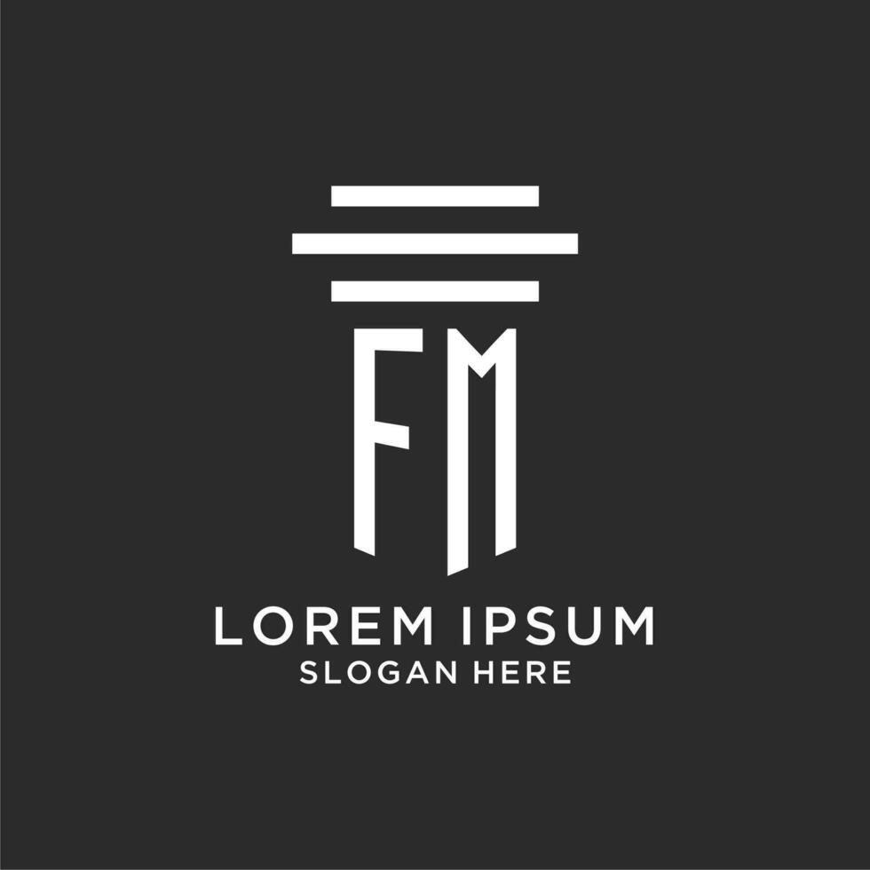 fm initiales avec Facile pilier logo conception, Créatif légal raffermir logo vecteur