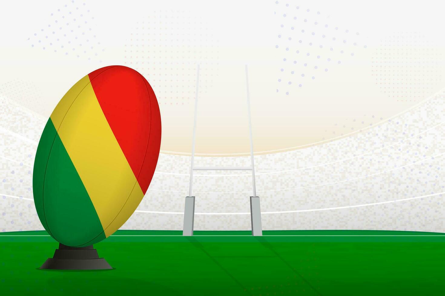 Congo nationale équipe le rugby Balle sur le rugby stade et objectif des postes, en train de préparer pour une peine ou gratuit coup. vecteur