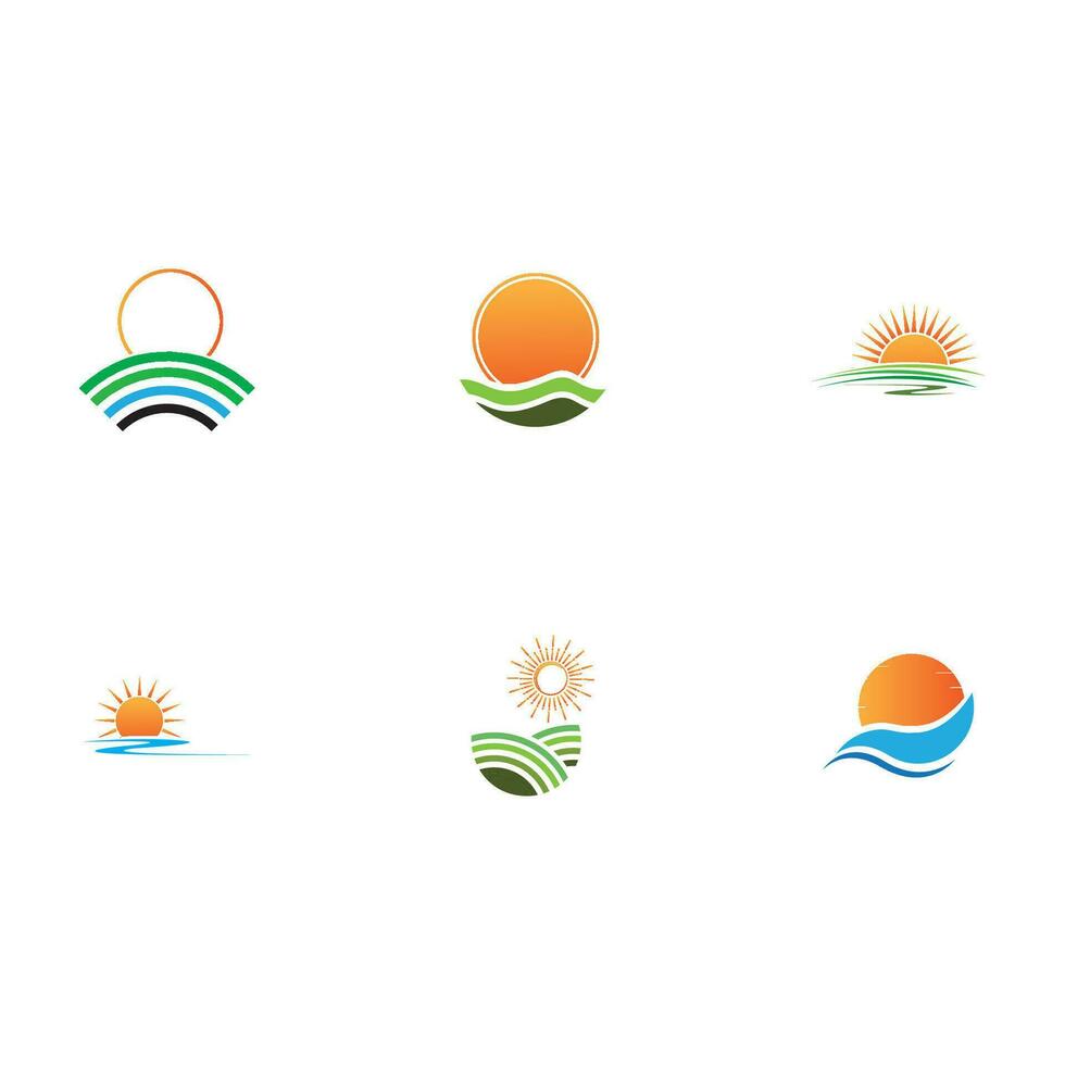 modèle de logo de lever de soleil. modèle de logo d'icône d'illustration vectorielle soleil sur l'horizon vecteur