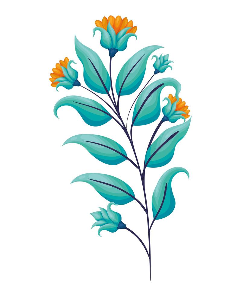 illustration de fleurs turquoises vecteur