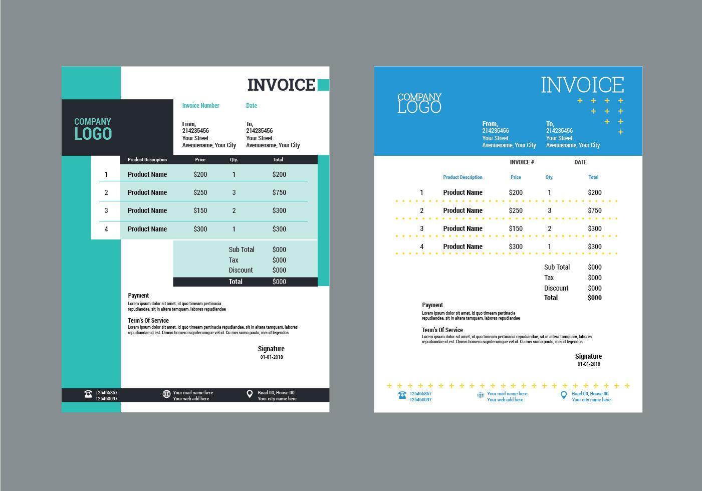 Modern Invoice Template Design for Business vecteur