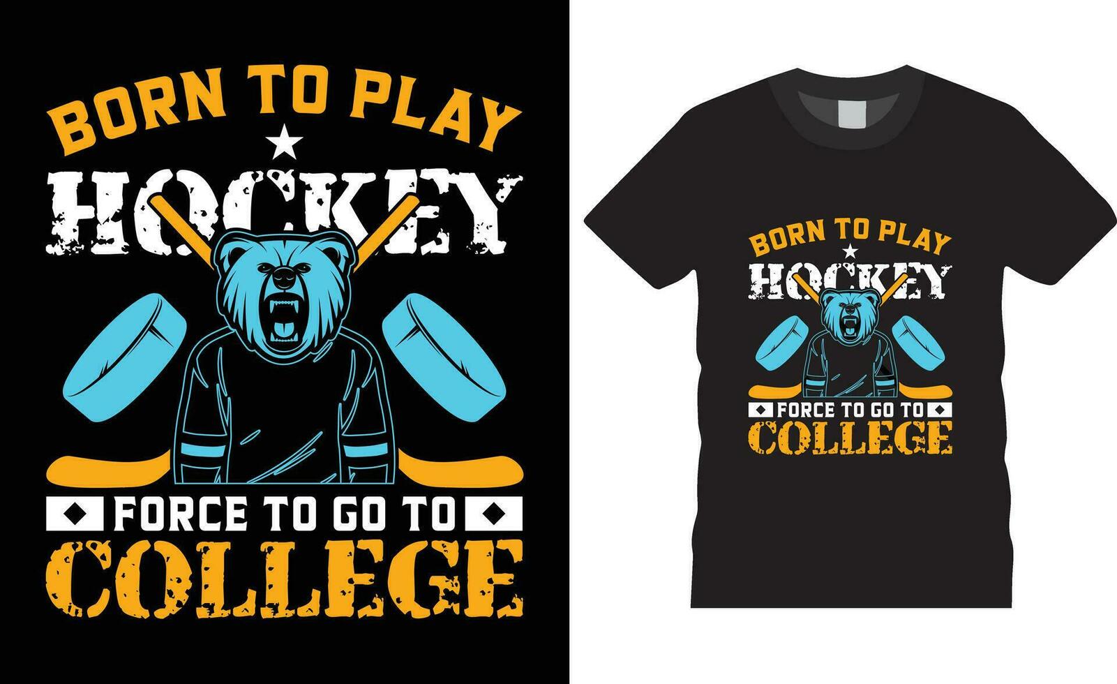 le hockey typographie t chemise conception vecteur impression affiche modèle.born à jouer le hockey Obliger à aller à Université