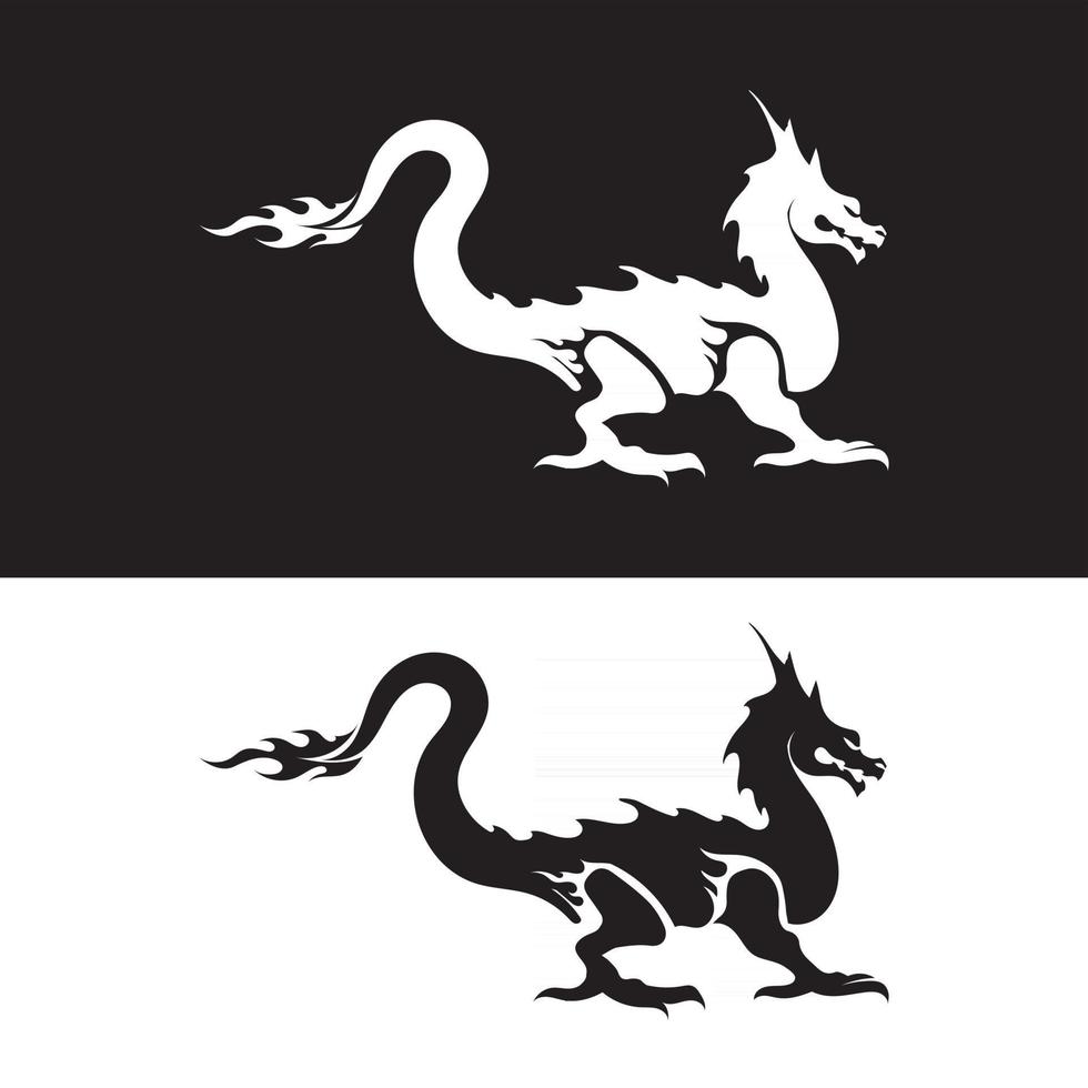 Dragon plat couleur logo modèle vector illustration