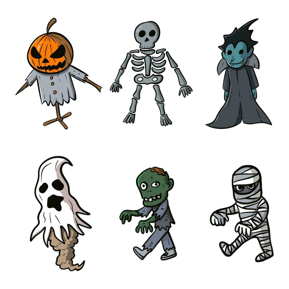 illustration vecteur graphique Halloween dessin animé personnage main dessin style