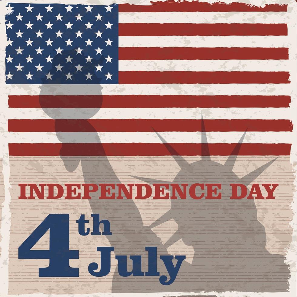 jour de l'indépendance de l'amérique, 4 juillet. joyeux jour de l'indépendance carte de voeux, bannière, affiche ou flyer. illustration vectorielle dans un style vintage vecteur