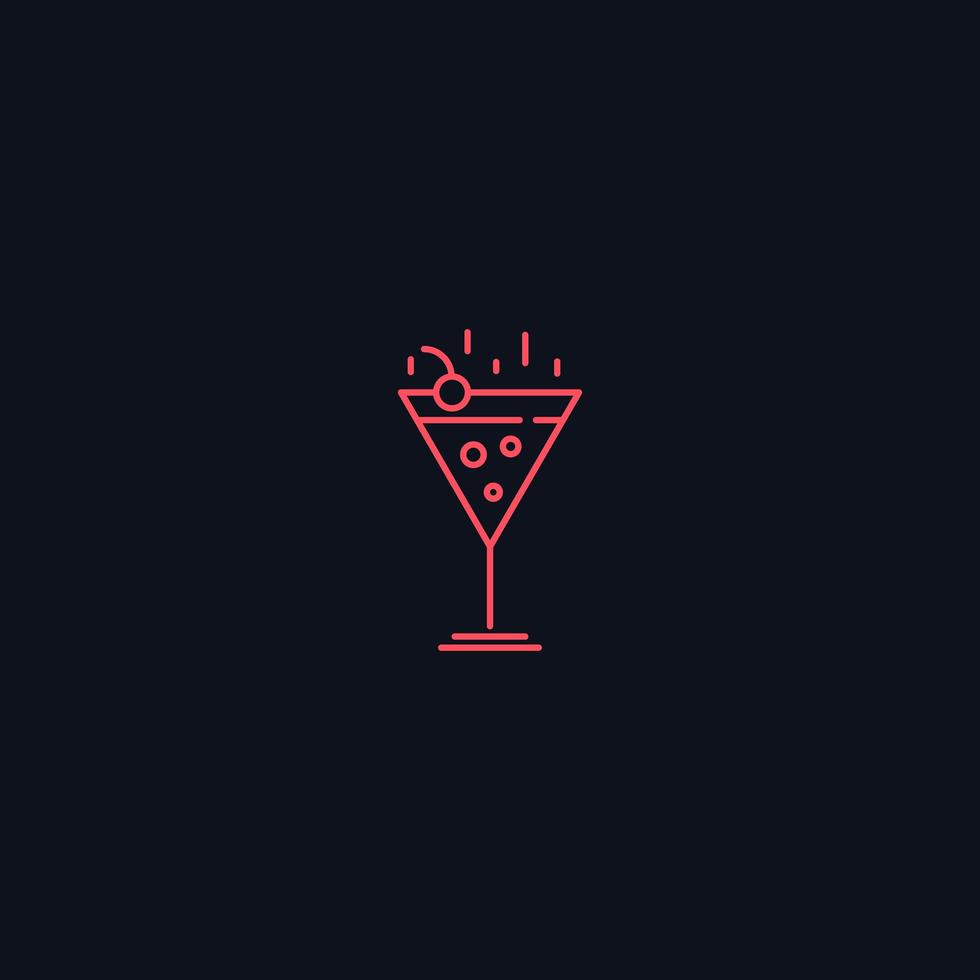 Line Symbol, Cocktail with cherry vecteur