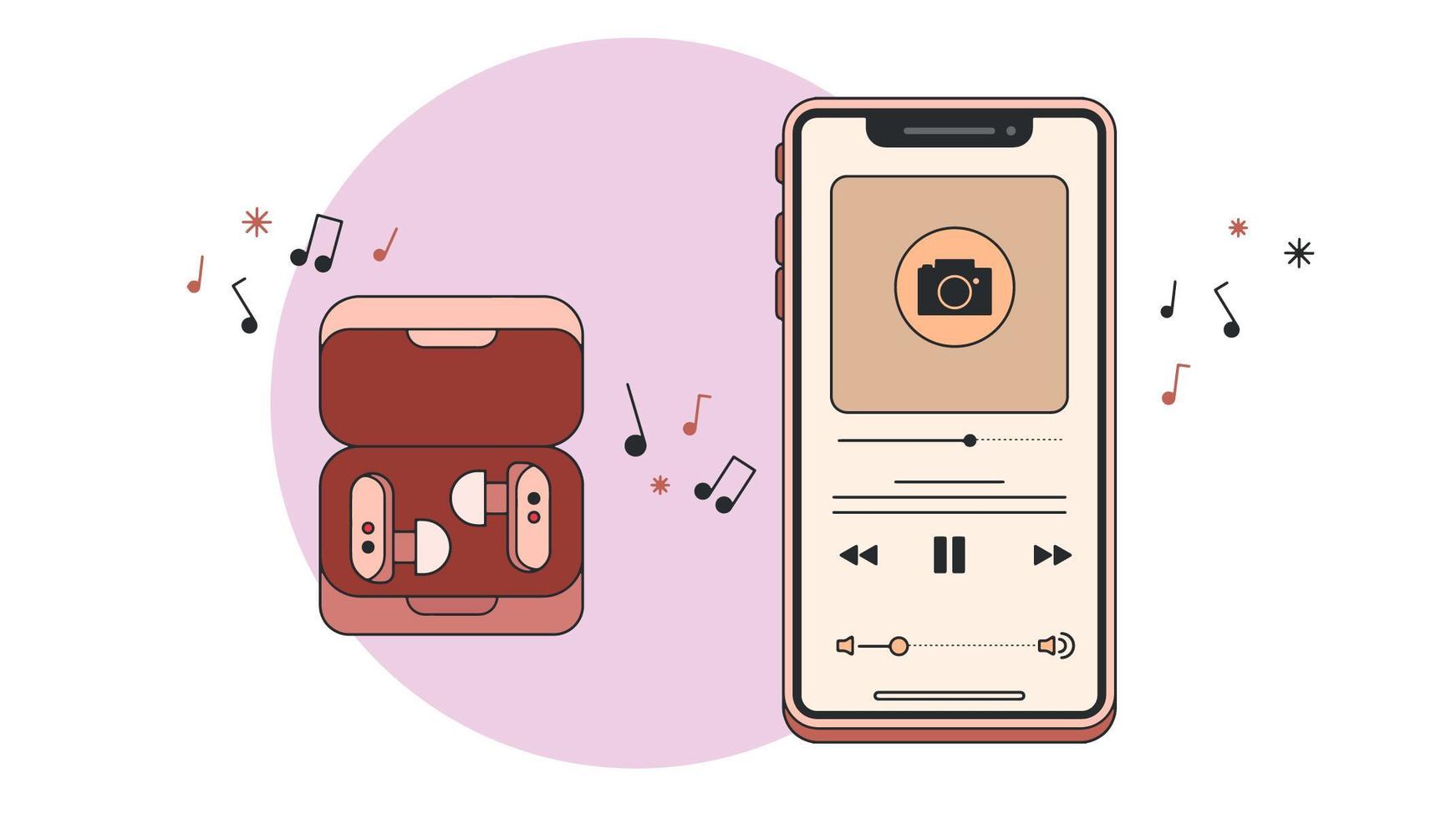 Music Player or Phone and Headphones Vector