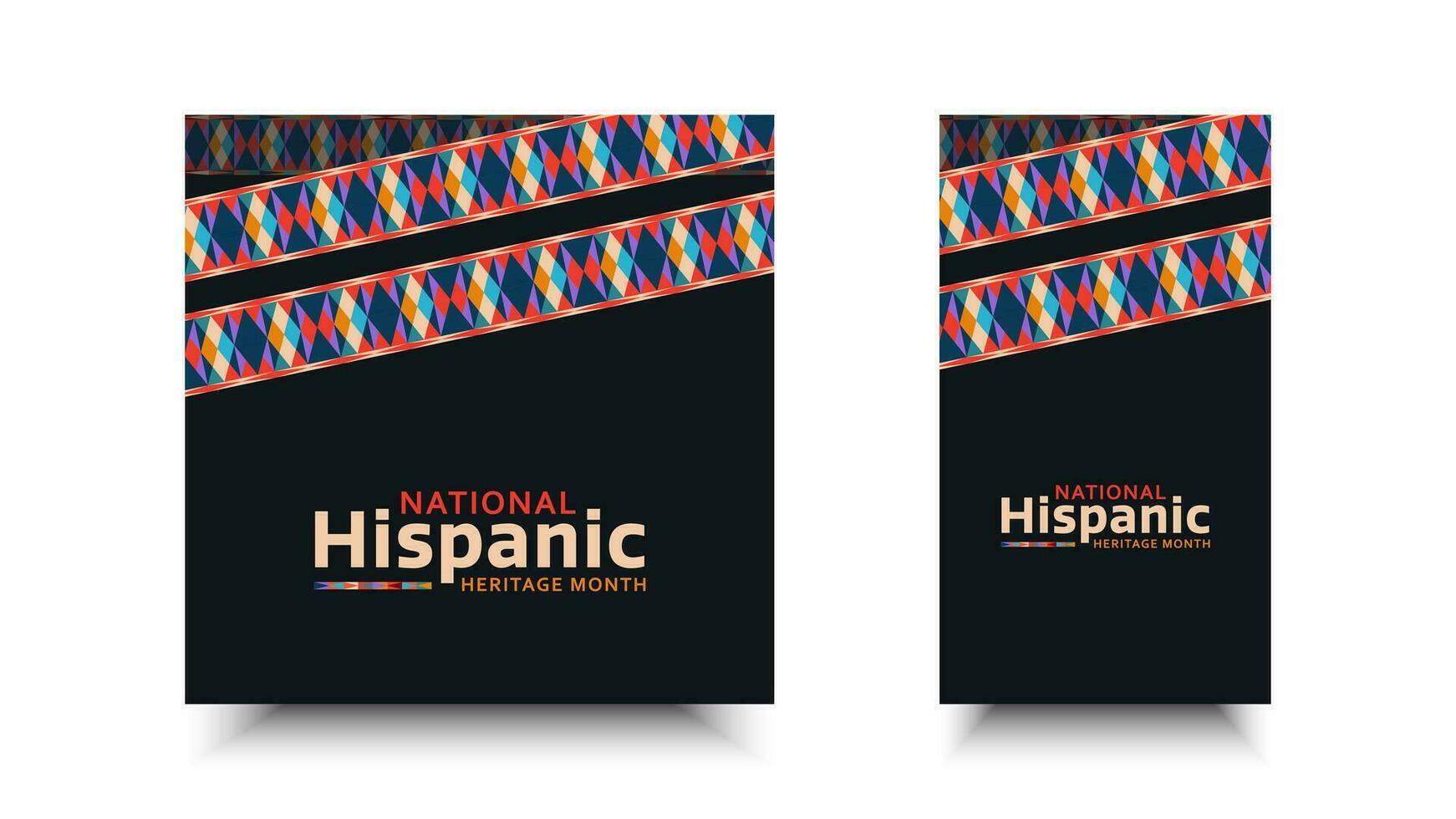 hispanique patrimoine mois. abstrait modèle ornement social médias conception, coloré style avec texte, géométrie vecteur