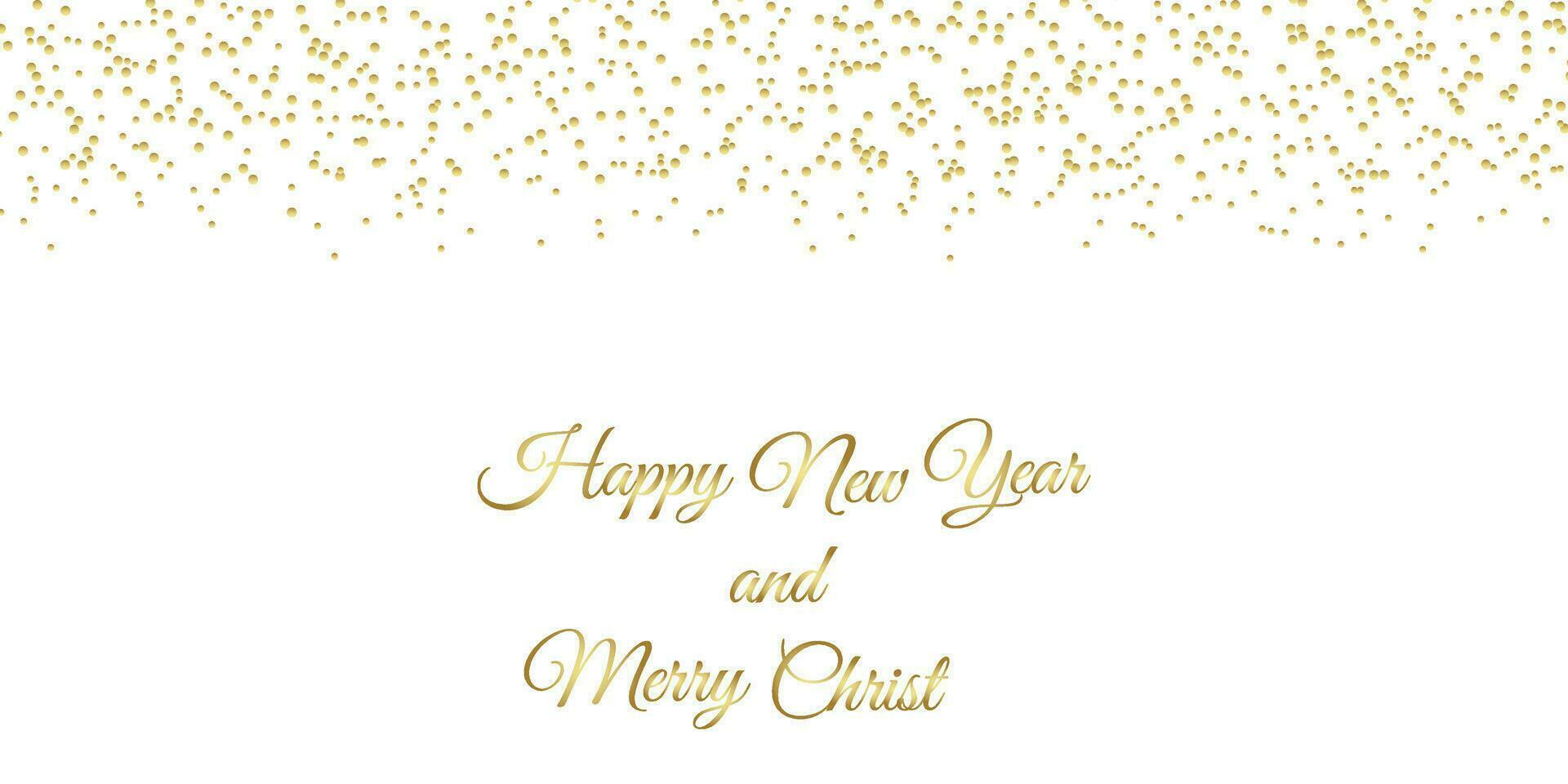 blanc Noël carte avec or modèle et d'or une inscription content Nouveau année et Marie Noël vecteur illustration