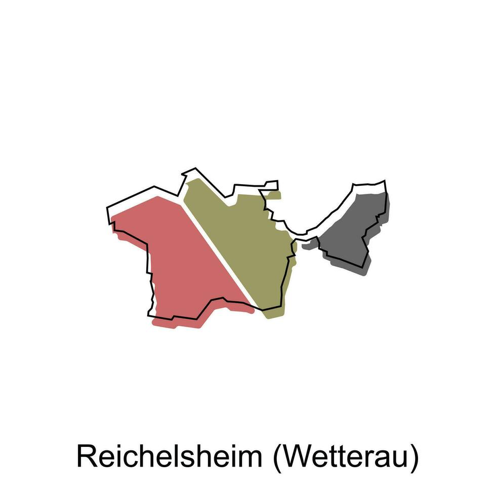 carte de Reichelsheim, Wetterau moderne avec contour style vecteur conception, monde carte international vecteur modèle