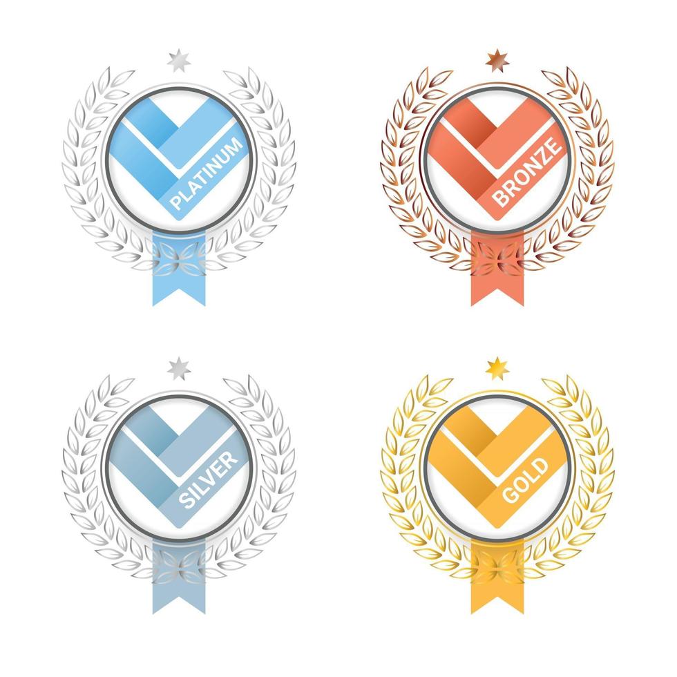 récompenser des badges avec différents niveaux de classement vecteur